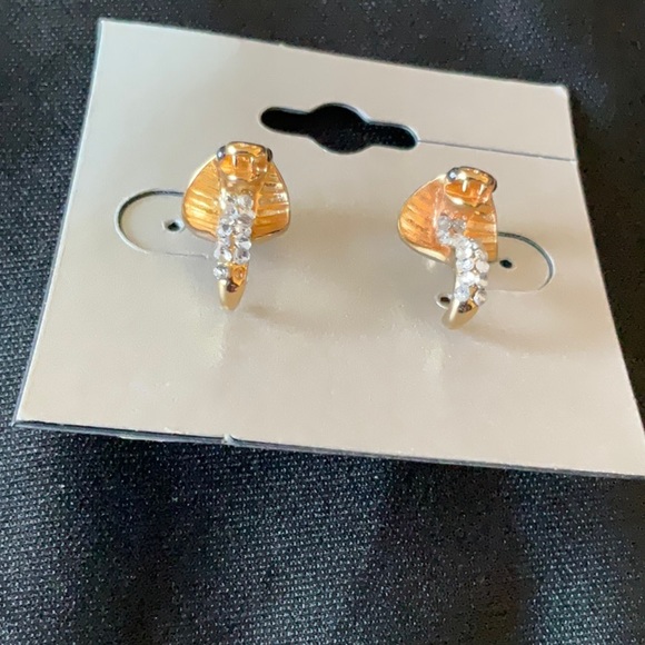 COBRA Snake Goldtone Earrings with Rhinestones WOW !!!🔥🔥🔥🔥 - Picture 3 of 4